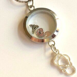 Medical Nursing Necklace Caduceus Stethoscope Memory Locket Gift RN MD LPN